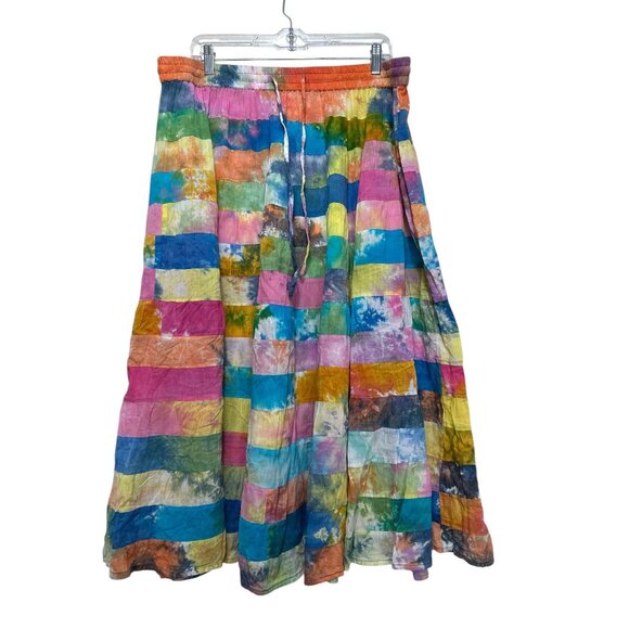 Serengeti Dresses & Skirts - Serengeti Patchwork Tie Dye Maxi Skirt Womens XL Multicolor Boho Gypsy Festival